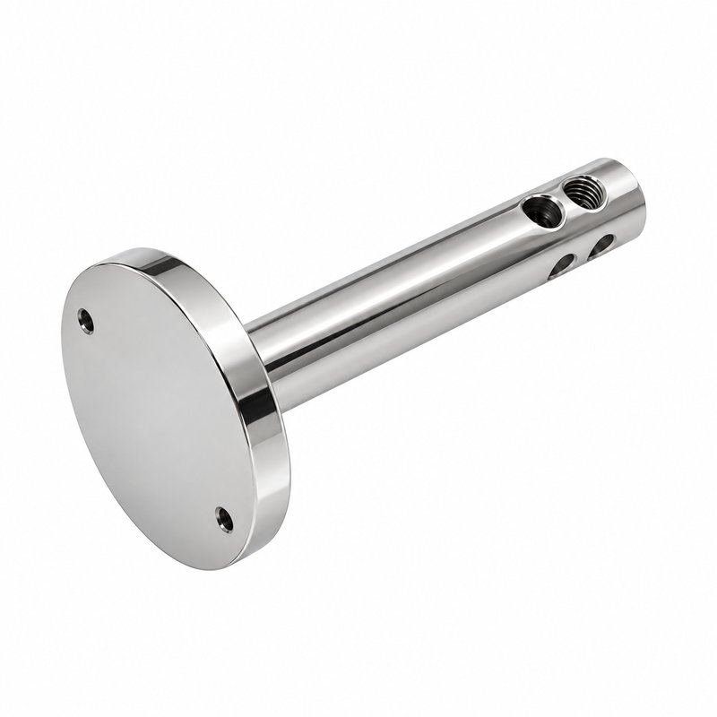 Straight Multiport Cable Support — Polished silver appearance