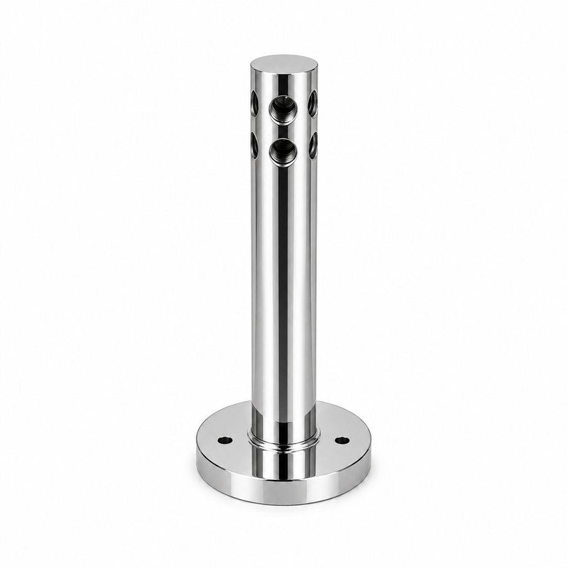 Straight Multiport Cable Support — Polished silver appearance