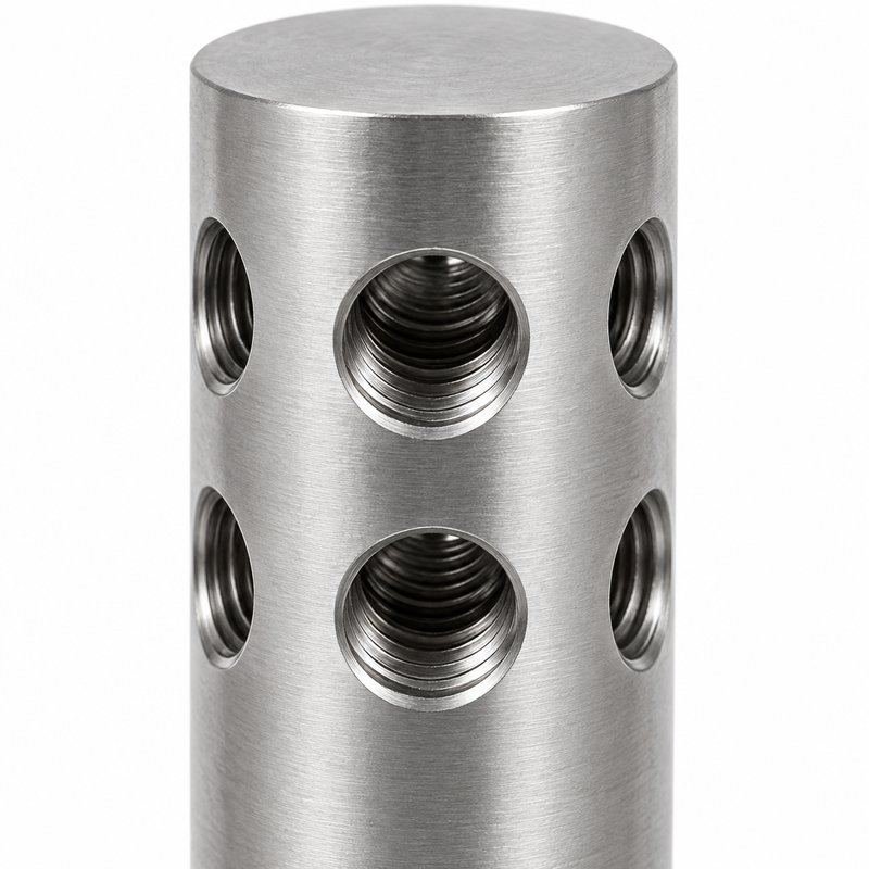 Straight Multiport Cable Support — Satin silver appearance