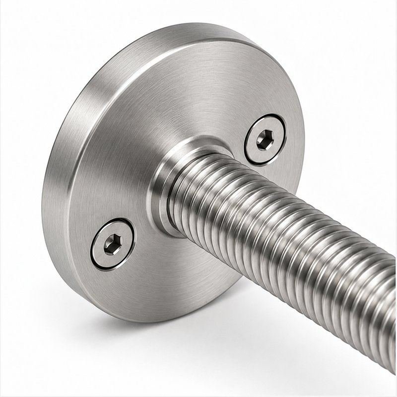 Threaded Stud Cable Eye Anchor — Fine brushed silver appearance