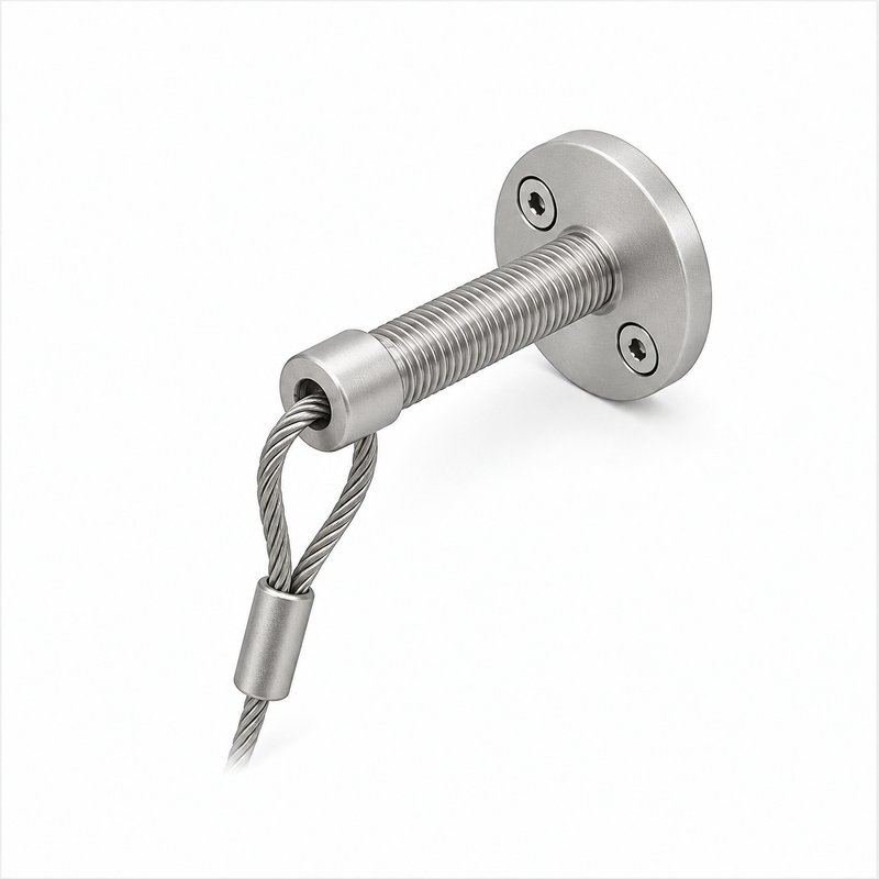 Threaded Stud Cable Eye Anchor — Matte silver appearance