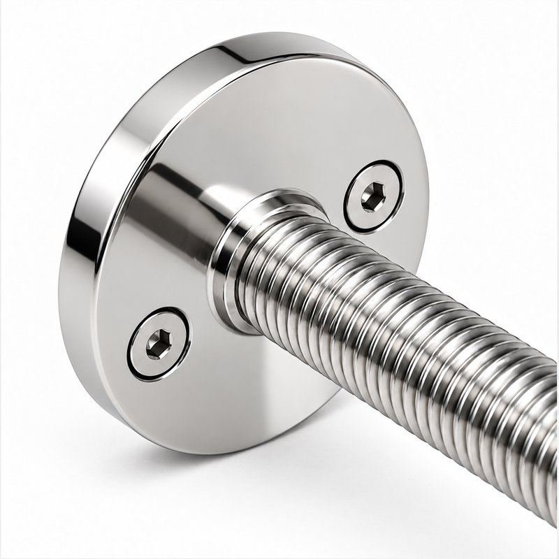 Threaded Stud Cable Eye Anchor — Polished silver appearance
