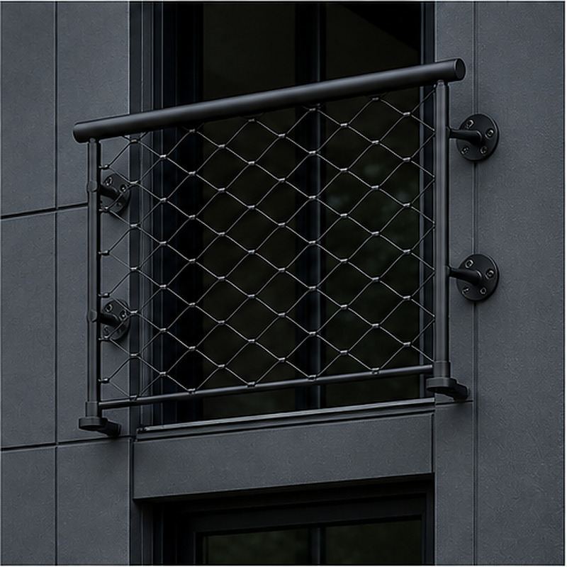 Tubular Rail Cable Mesh Panel — Black appearance
