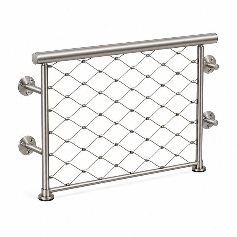 Tubular Rail Cable Mesh Panel — Fine brushed silver appearance
