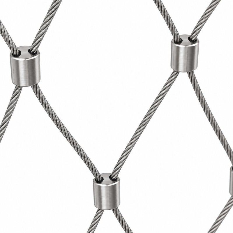 Tubular Rail Cable Mesh Panel — Fine brushed silver appearance