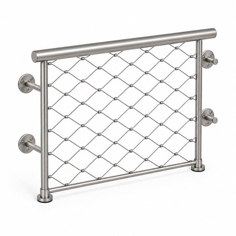 Tubular Rail Cable Mesh Panel — Matte silver appearance