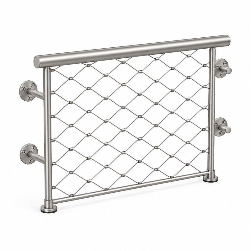 Tubular Rail Cable Mesh Panel — Matte silver appearance