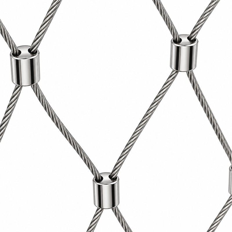 Tubular Rail Cable Mesh Panel — Polished silver appearance