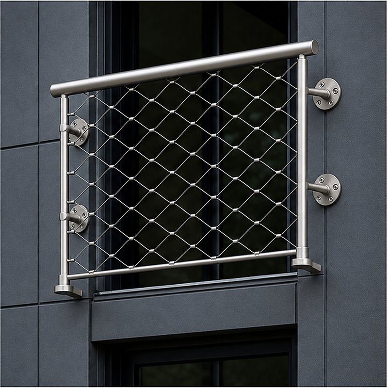 Tubular Rail Cable Mesh Panel — Satin silver appearance