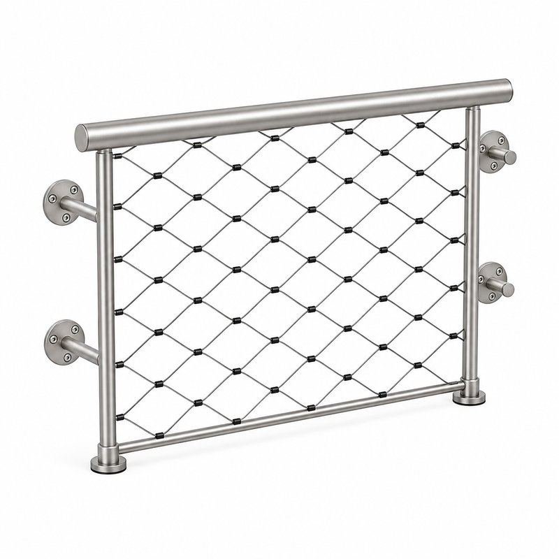 Tubular Rail Cable Mesh Panel — Satin silver appearance
