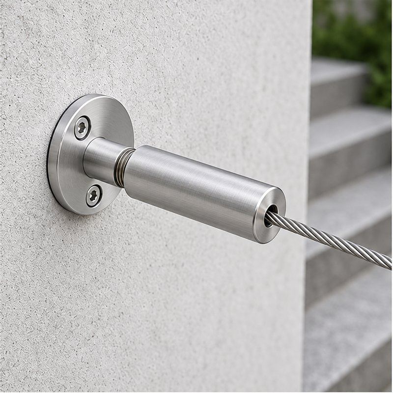 Wall Mounted Cable Tensioner — Fine brushed silver appearance