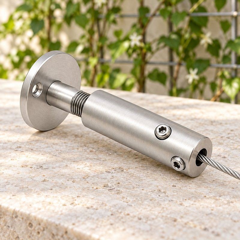Wall Mounted Cable Tensioner — Matte silver appearance